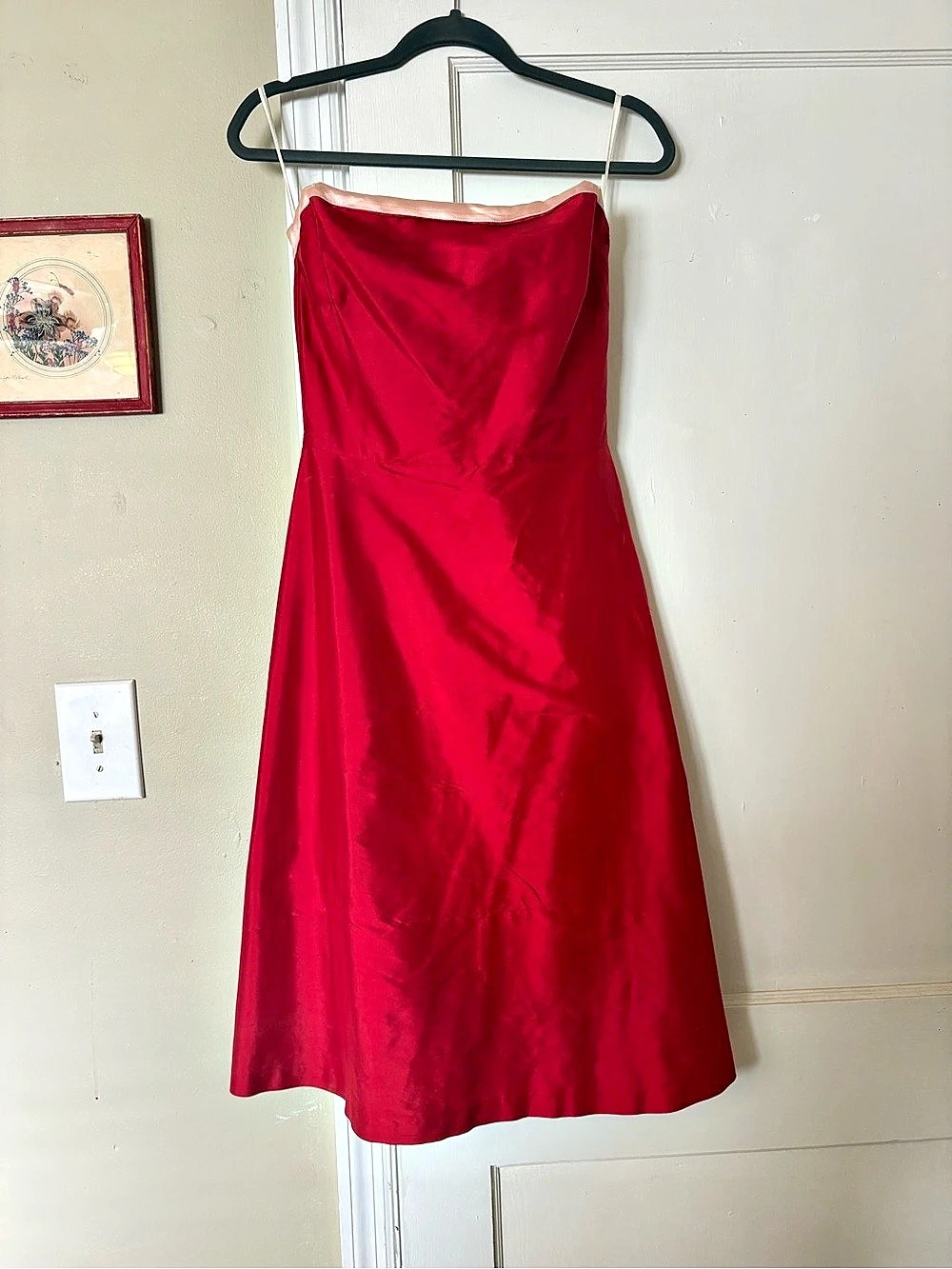 Red Silk Couture Midi Dress